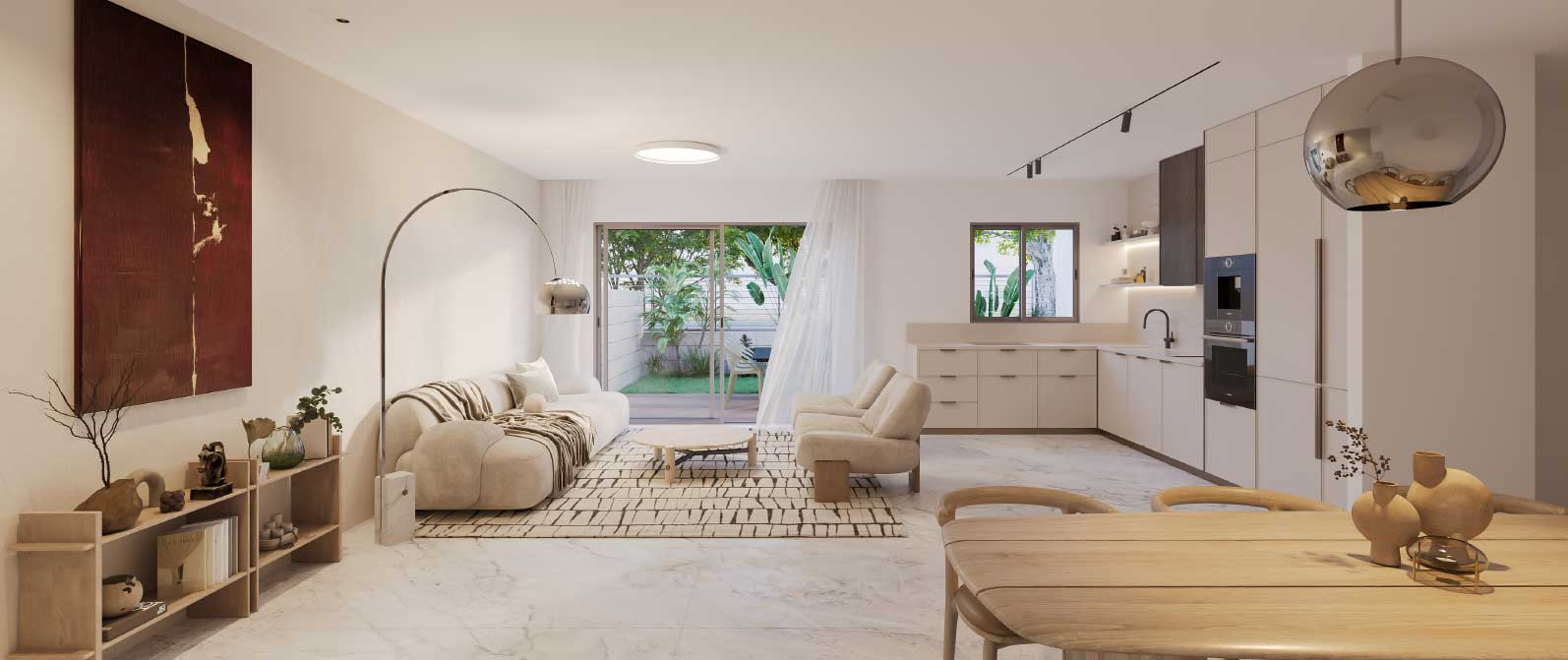 הדמיית סלון בדגם אגם