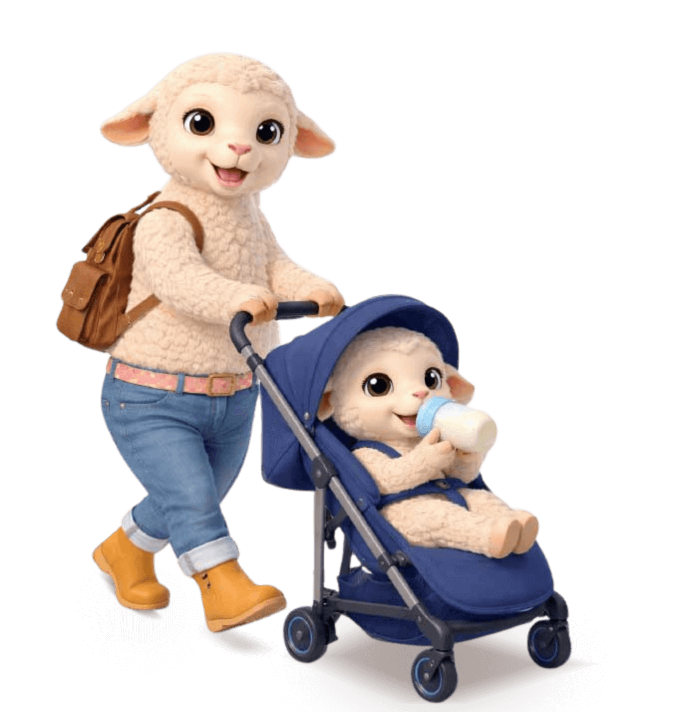 כבשה עם עגלה עם כבשה תינוק